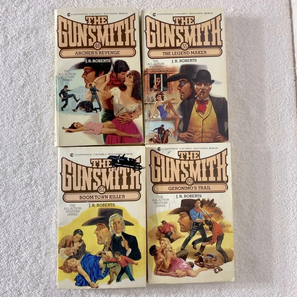 Vintage The Gunsmith All Action Western Romance Novel x4